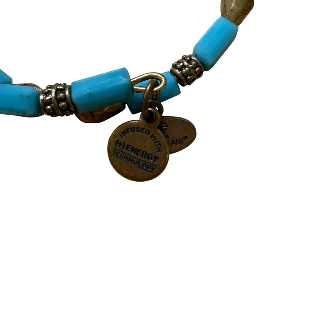 Alex and Ani Wrap‎ Bracelet Turquoise Lavender Gold Beaded Boho Stackable